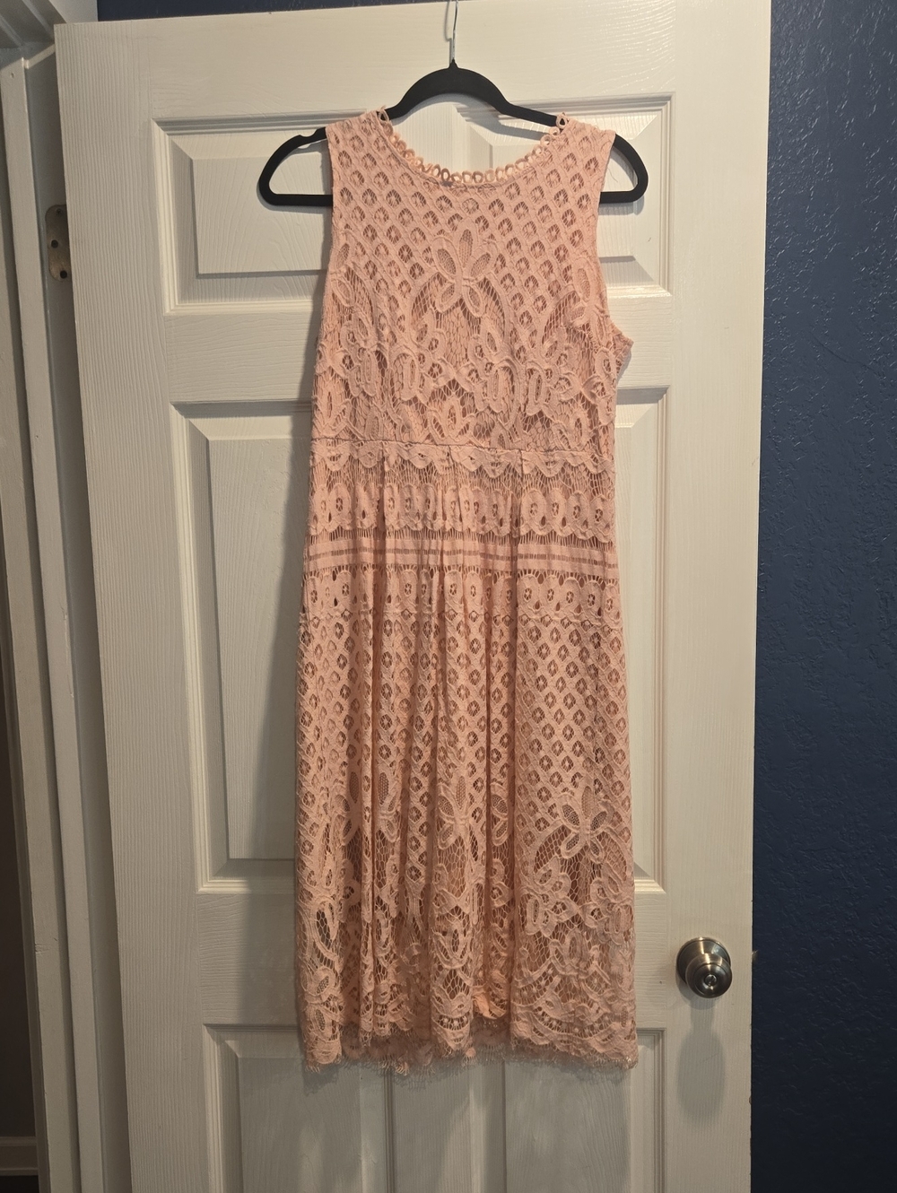 Sleeveless Blush Lace Midi Dress